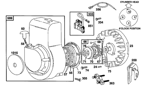 Blower Housing, Rewind Assembly 1 Diagram and Parts List for 82232-0386-01  Briggs and Stratton Engine